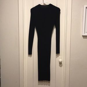 Black ribbed bodycon dress